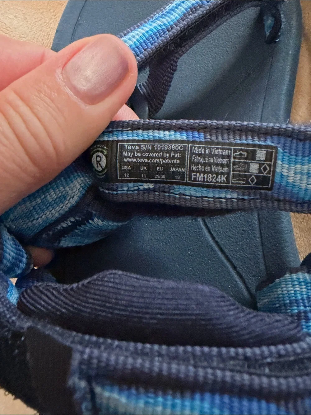 Teva Hurricane Kids Blue Striped Webbing Sandals Boys 12